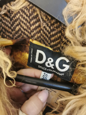 Dolce & Gabbana braon kaput sa krznom